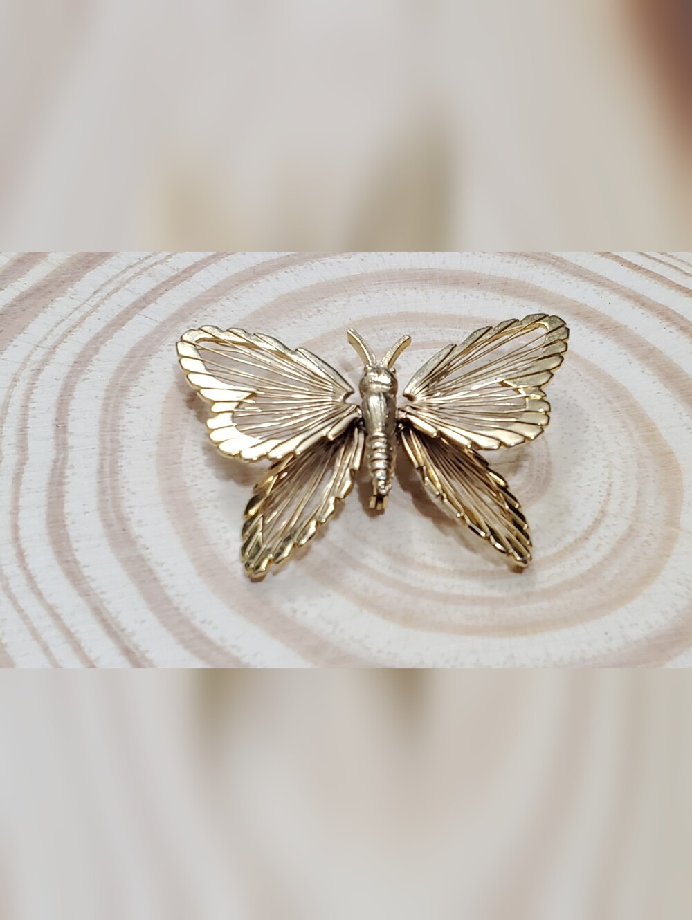 Vtg. Monet Gold Butterfly Brooch Pin